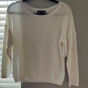 White Sweater with Tassel Fringe